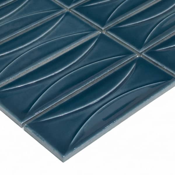 3D Eye Deco Blue 10.23 in. x 11.8 in. Glazed Recycled Glass Handmade Wall Mosaic Tile (4.2 sq. ft. /Case)