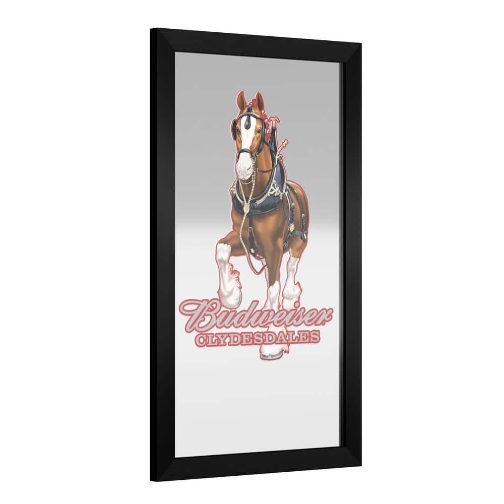 Budweiser Clydesdale Red 26 in. W x 15 in. H Wood Black Framed Mirror