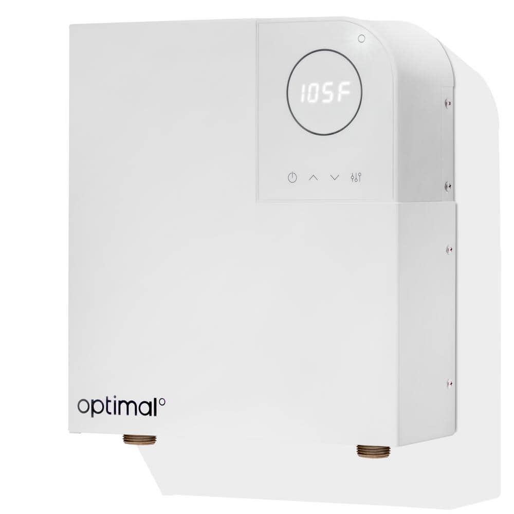 Optimal 12kW White Electric Tankless Water Heater with Digital Display