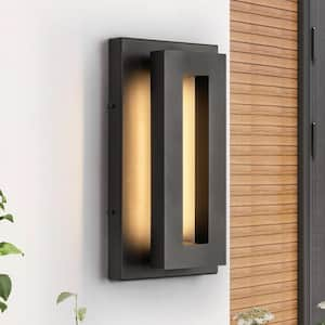 lsabella Contemporary Black Outdoor Hardwired Cylinder LED Wall Sconce