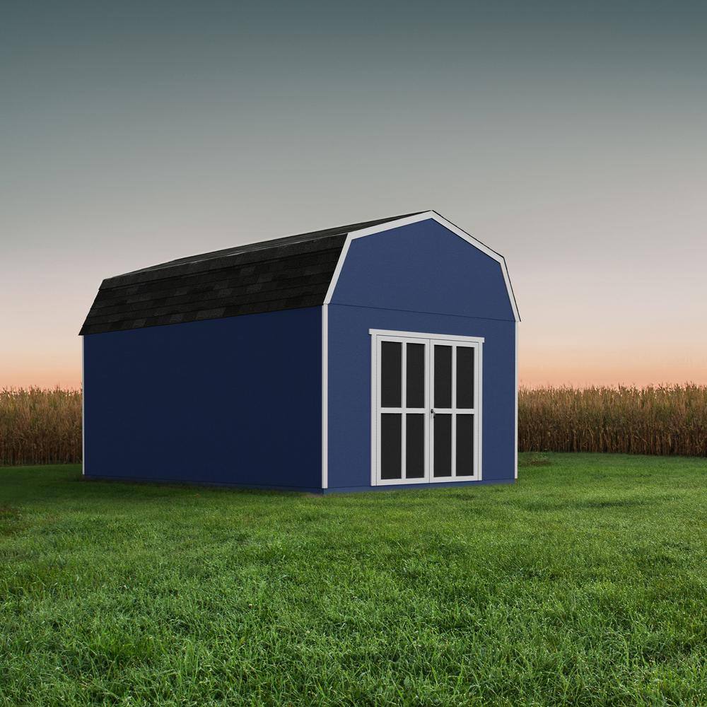 Braymore 10 ft. x 14 ft. Blue Wood Storage Shed with Floor