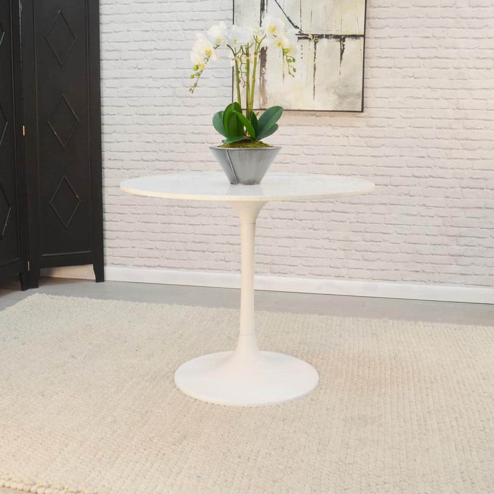 Enzo 36" White Marble Top Pedestal Dining Table