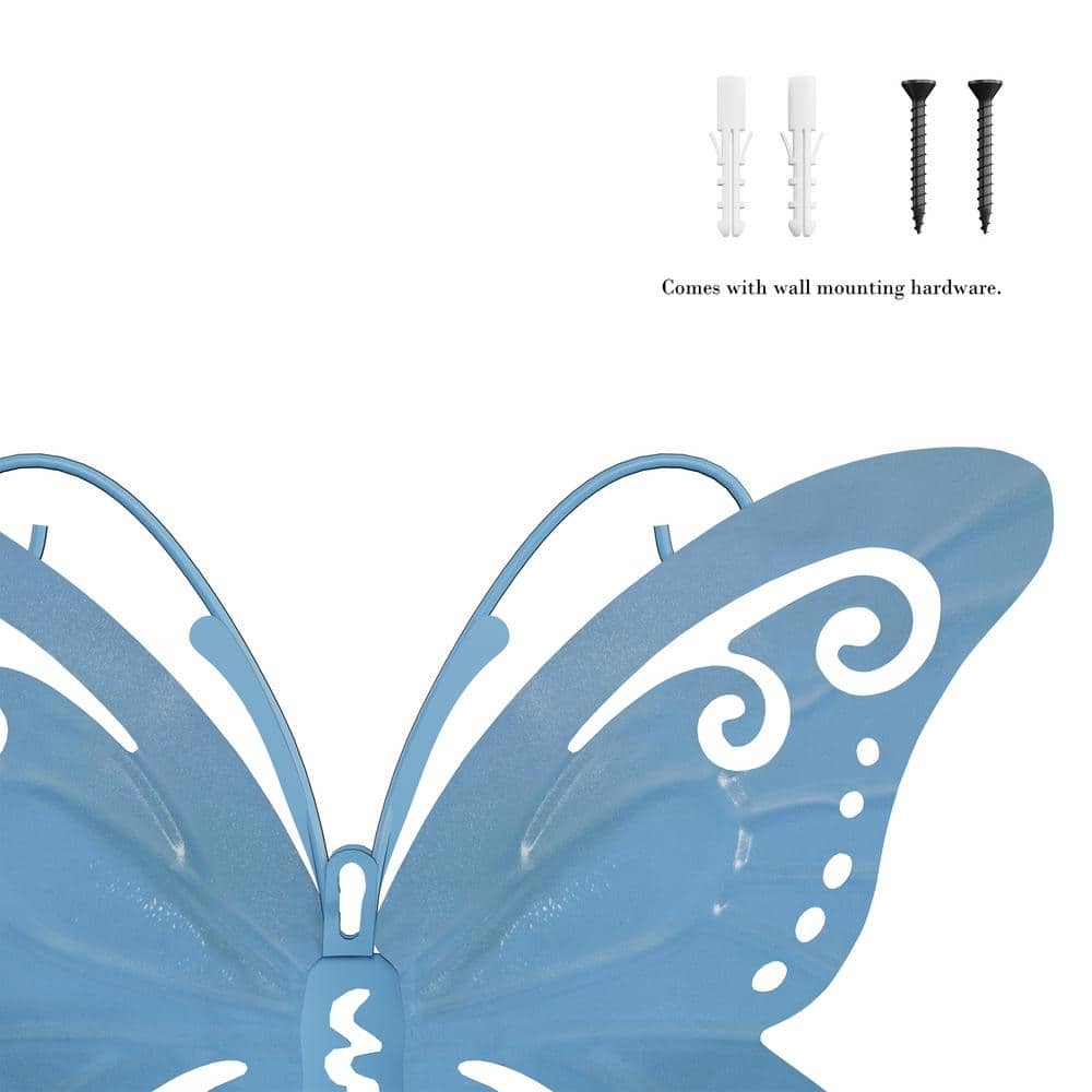 Hand Painted 3D Butterfly Metal Wall Art Set
