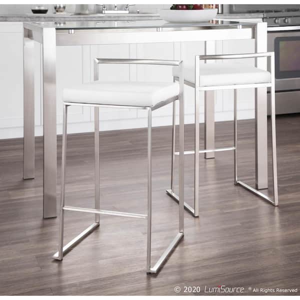 Lumisource Fuji 26 in. Stainless Steel Stackable Counter Stool 