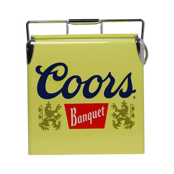 Koolatron Coors Banquet Retro Ice Chest Beverage Cooler with Bottle Opener  13L (14 qt.) 18 Can, Yellow and Silver CBVIC-13 - The Home Depot