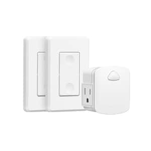 Wireless Remote Wall Switch and Outlet, 100 ft. RF Range, Compact Side Plug, (1 Outlet and 2 Remotes)