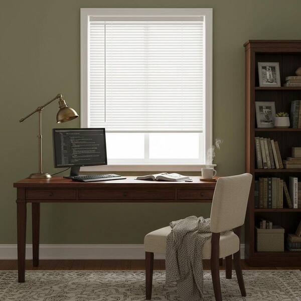 White Cordless Light Filtering Horizontal Vinyl Blinds with 1 in