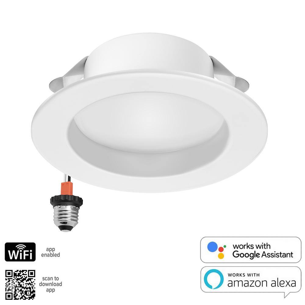 4-Inch White Aluminum Smart WiFi LED Retrofit Downlight