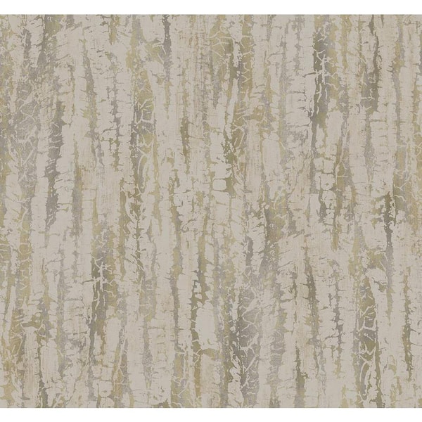 Seabrook Designs 60.75 sq. ft. Metallic Taupe Bark Crackle Paper Unpasted Wallpaper Roll