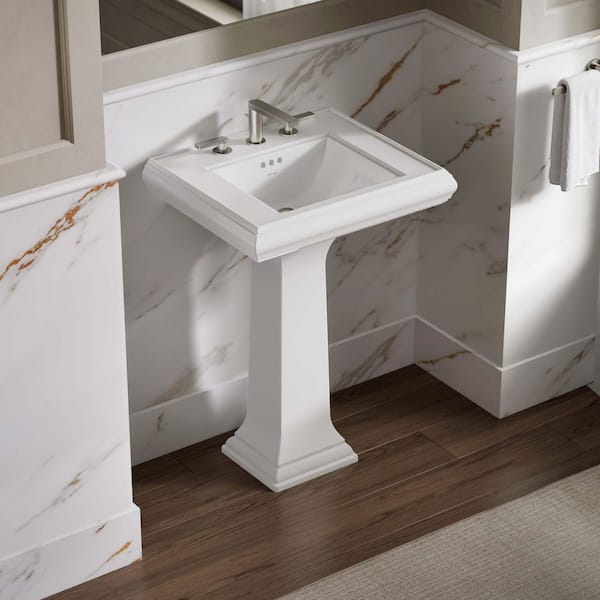 Memoirs Classic 24 in. Ceramic Pedestal Sink Basin in White with Overflow Drain