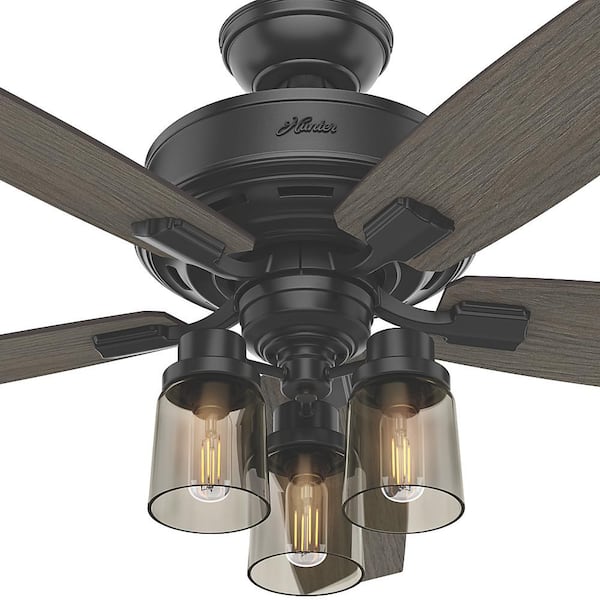 Hunter - Bennett 52 in. LED Indoor Matte Black Ceiling Fan with 3-Light Kit and Handheld Remote Control