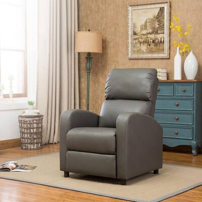 Light Gray Recliner Chair Modern Reclining Sofa Pushback Manual Recliner Heavy Duty for Bedroom Living Room