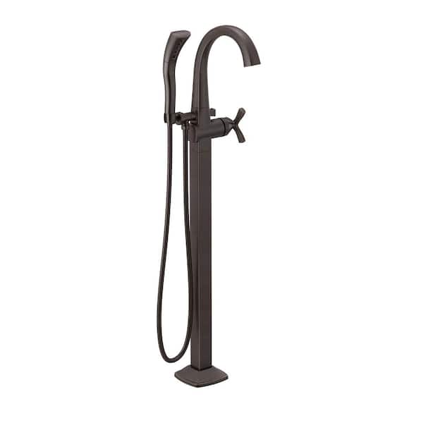 Delta Stryke 1-Handle Floor Mount Tub Filler Trim Kit in Venetian Bronze with Hand Shower (Valve Not Included)