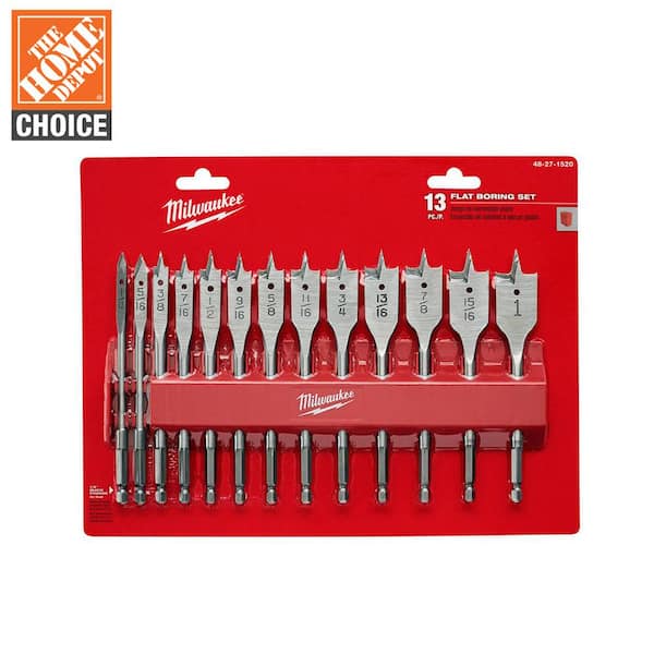 Milwaukee High Speed Wood Spade Bit Set with SPEED FEED Auger Wood Drilling Bit Set (17-Piece)
