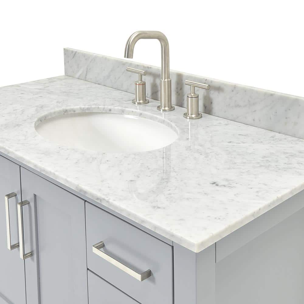 Magnolia 43" Grey Freestanding Vanity with Carrara White Top