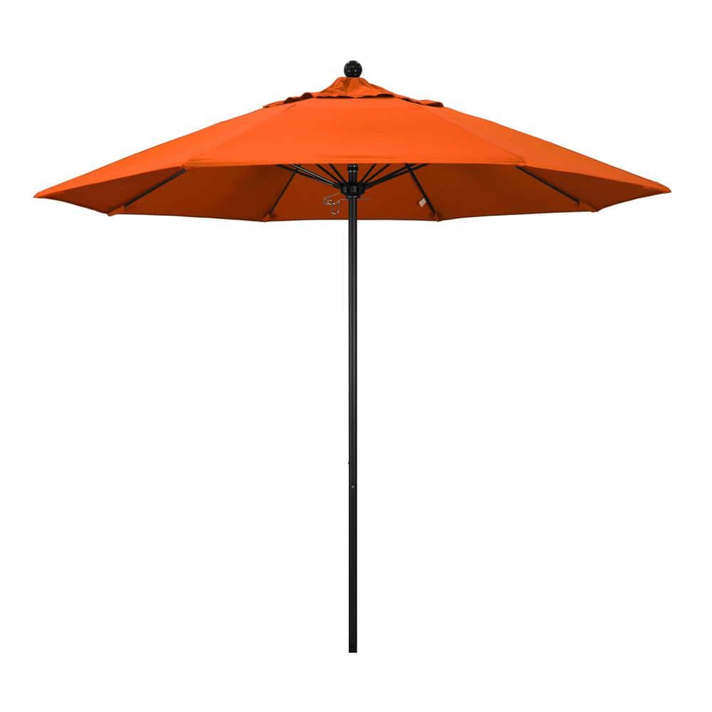 9 ft. Black Aluminum Commercial Market Patio Umbrella with Fiberglass Ribs and Push Lift in Melon Sunbrella price history on PriceWatchPro