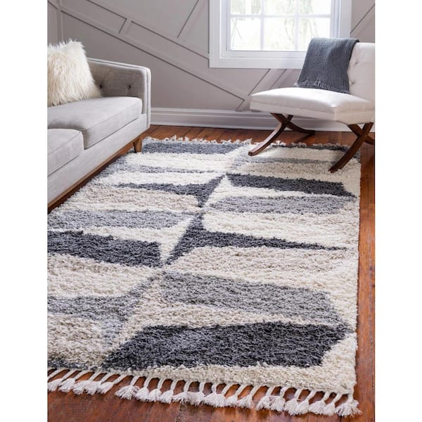 Hygge Shag Balanced Gray 9 ft. x 12 ft. Area Rug