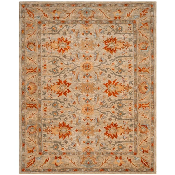 Antiquity Beige/Multi 8 ft. x 10 ft. Floral Antique Border Area Rug