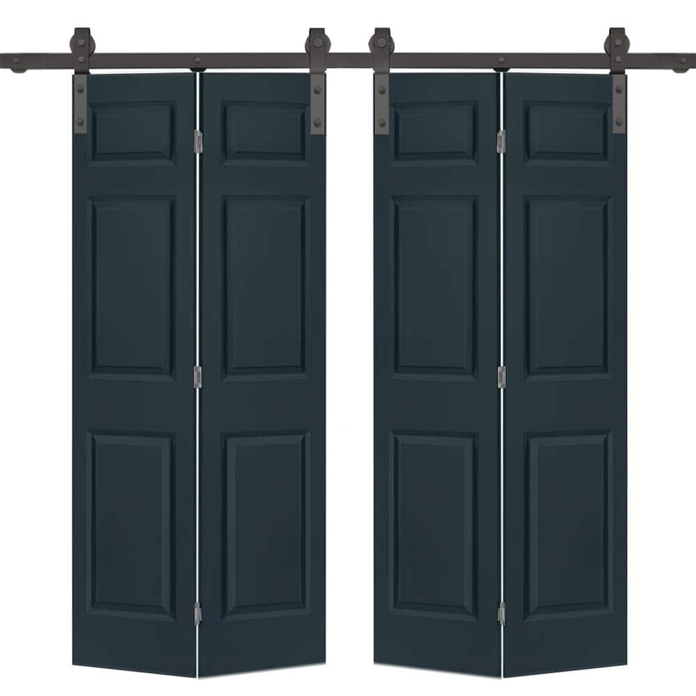 48 in. x 80 in. 6-Panel Charcoal Gray Painted MDF Composite Double Bi-Fold Barn Door with Sliding Hardware Kit price history on PriceWatchPro