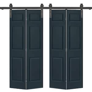 CALHOME 60 in. x 80 in. 6-Panel Black Painted MDF Composite Double Bi ...