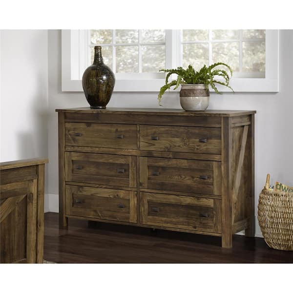 Altra Furniture Farmington 6-Drawer Century Barn Pine Dresser