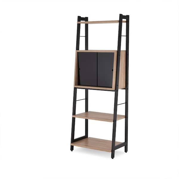 Finis Light Oak and Black Open Bookcase