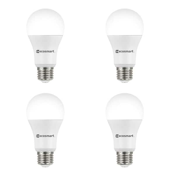 EcoSmart 100-Watt Equivalent A19 Non-Dimmable LED Light Bulb Soft White (4-Pack)