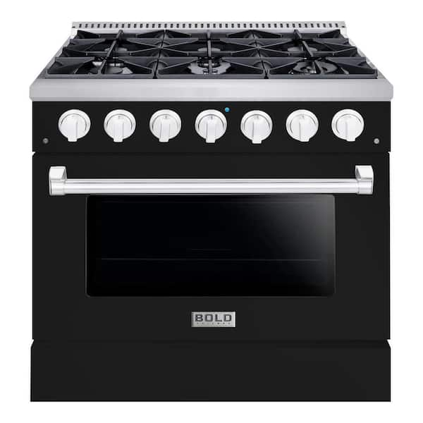 36 in. 5 Burner Dual Fuel Range with Gas Stove and Electric Oven and True  Convection Bake Function in Stainless Steel