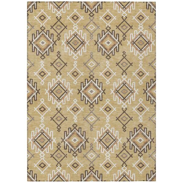 Chantille Machine Washable Indoor/Outdoor Abstract ACN3042 Gold 3 ft. x 5 ft. Area Rug