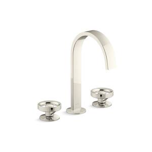 Components Bathroom Sink Faucet Spout with Ribbon Design 1.2 GPM in Vibrant Polished Nickel