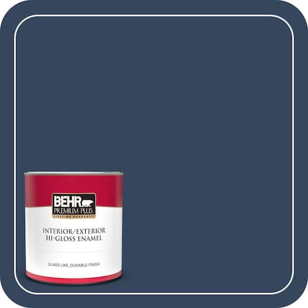 BEHR PREMIUM PLUS 1 qt. #MQ5-54 Compass Blue Hi-Gloss Enamel Interior/Exterior Paint & Primer