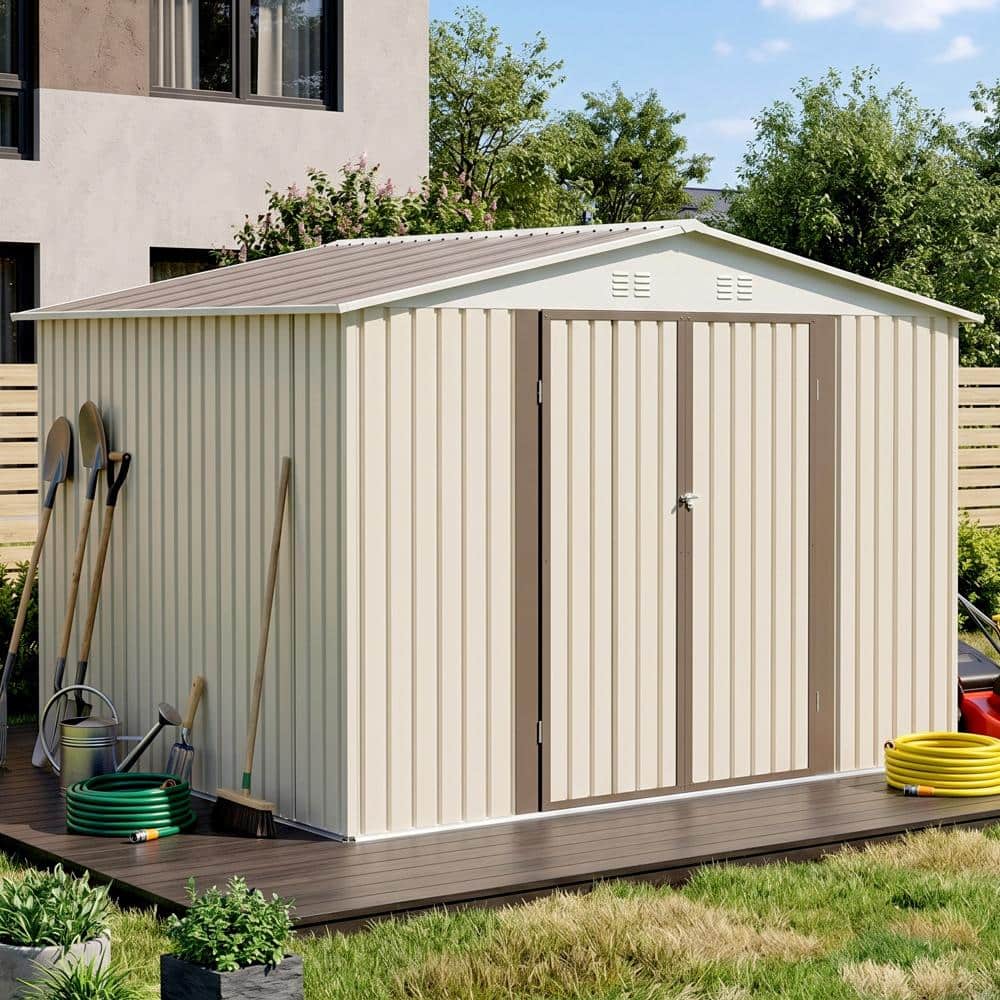 ToolCat 10x8 ft Outdoor Garden Shed with Foundation, Hinge Door