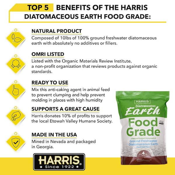 Harris 4 lbs. 64 oz. Diatomaceous Earth Food Grade 100 DE FG4 The Home Depot