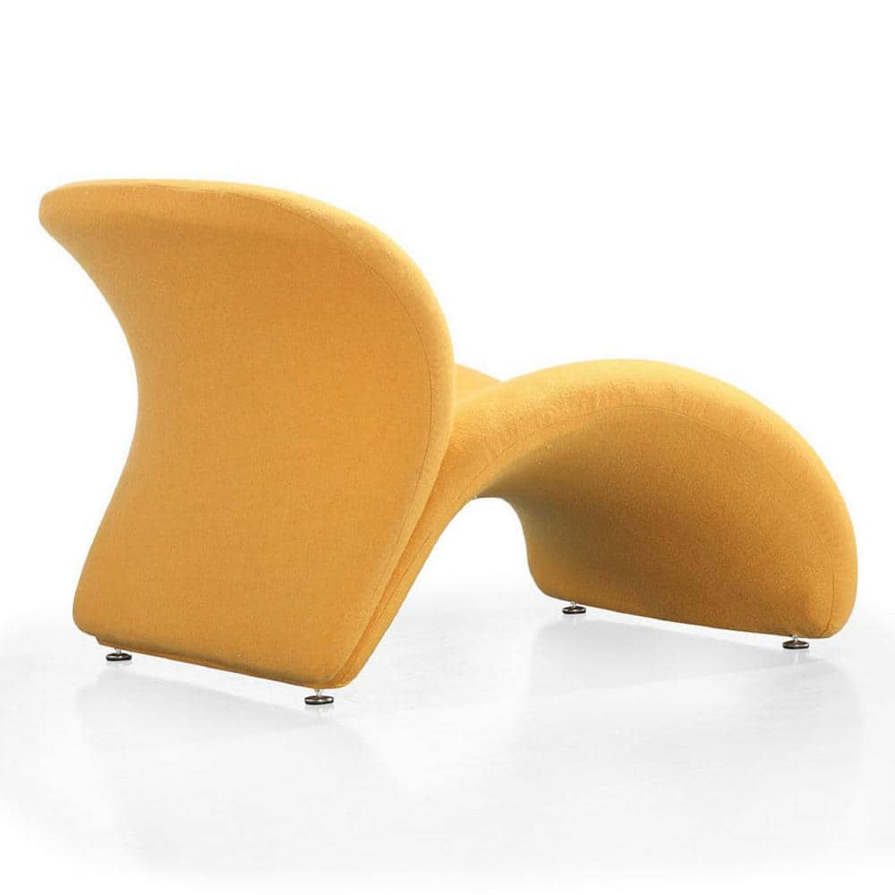 Geometric Yellow Metal Accent Chair with Wool Blend