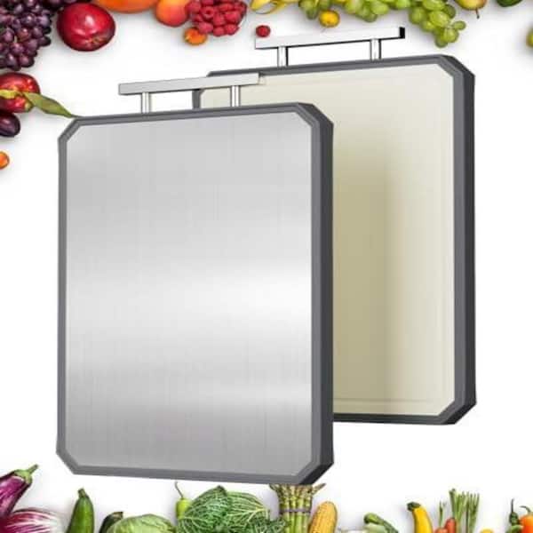 16 in. L x 11 in. W Rectangular Polypropylene and Stainless Steel Cutting Board with Built-in Handle and Juice Groove