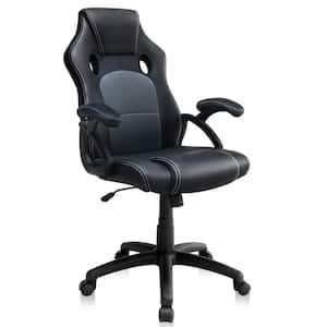 Black Office Chair Ergonomic Computer Gaming Chair PU Leather Swivel Home Office Desk Chair with Padded Armrests
