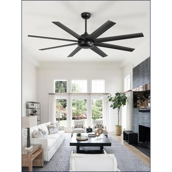 65 in. Indoor 6 Fan Speeds Ceiling Fan in Black/Wood Grain with Remote Control Included