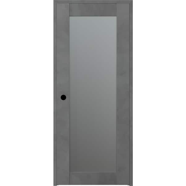 Belldinni 36 in. x 80 in. Vona 207 Right-Hand Frosted Glass Solid Core Dark Urban Wood 1-Lite Single Prehung Interior Door