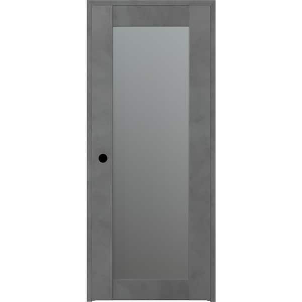 Belldinni 32 in. x 80 in. Vona 207 Right-Hand Frosted Glass Solid Core Dark Urban Wood 1-Lite Single Prehung Interior Door