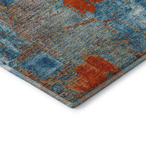 Mayfield Premium Machine Washable Abstract AMF989 Navy 5 ft. x 7 ft. 6 in. Area Rug