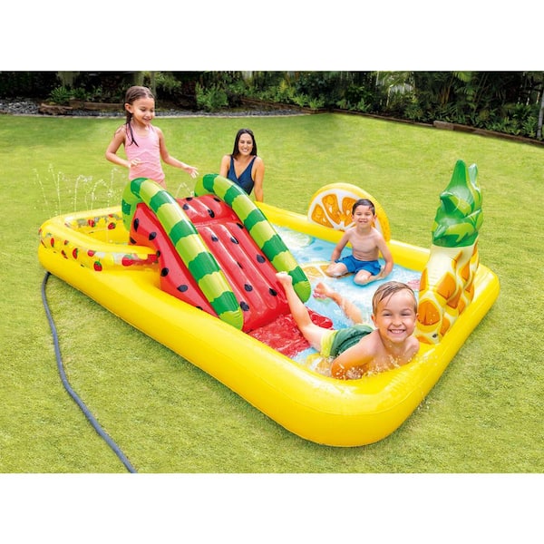 Intex Fun'N Fruity 96 in. x 75 in. x 36 in. Outdoor Inflatable Kiddie Pool  and Play Center with Slide 57158EP - The Home Depot