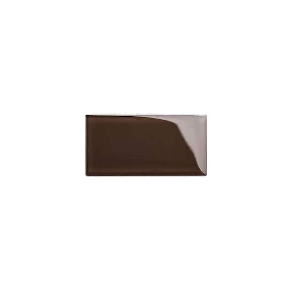Giorbello 3 in. x 6 in. x 8 mm Classic Brown Glass Subway Tile Sample