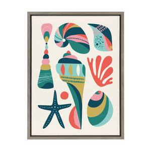 Sylvie Seashells 1-Piece Gray Framed Canvas Art Print, 24.00 in. x 18.00 in.