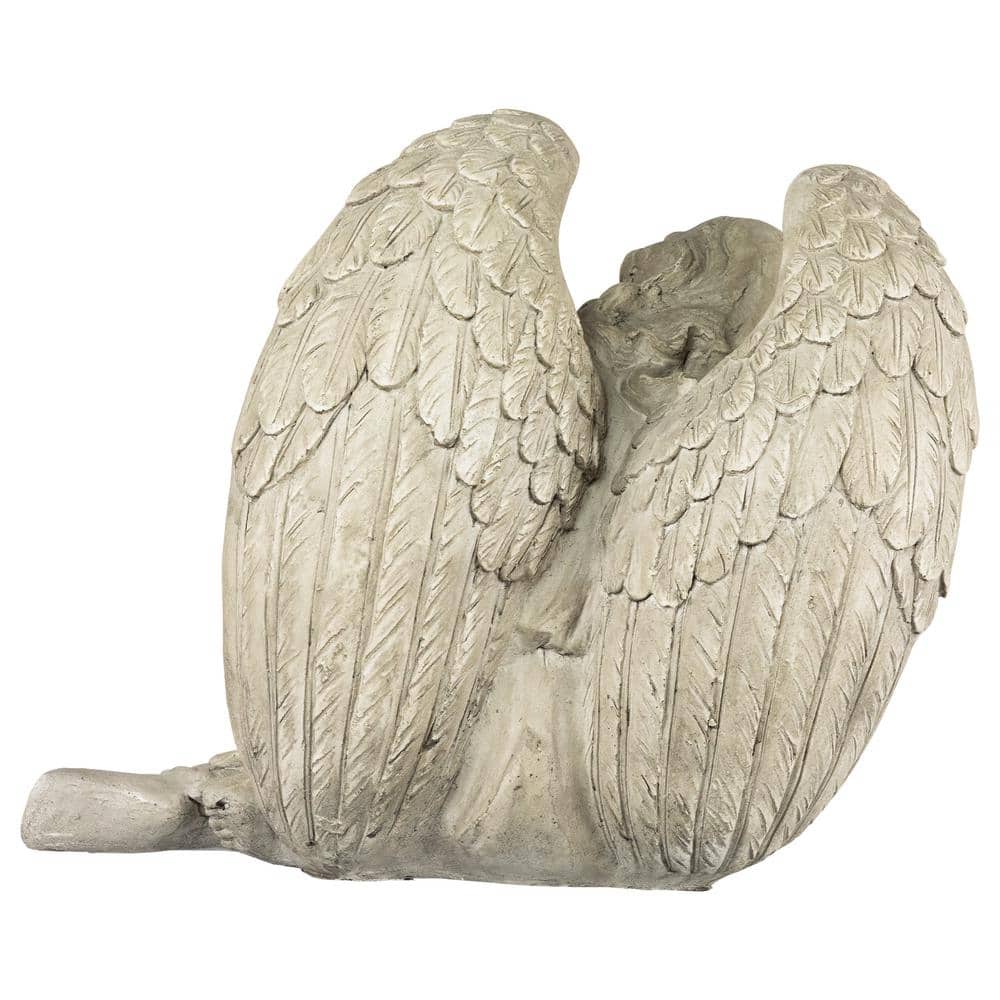 Graceful 17" Gray Polyresin Sitting Angel Garden Statue