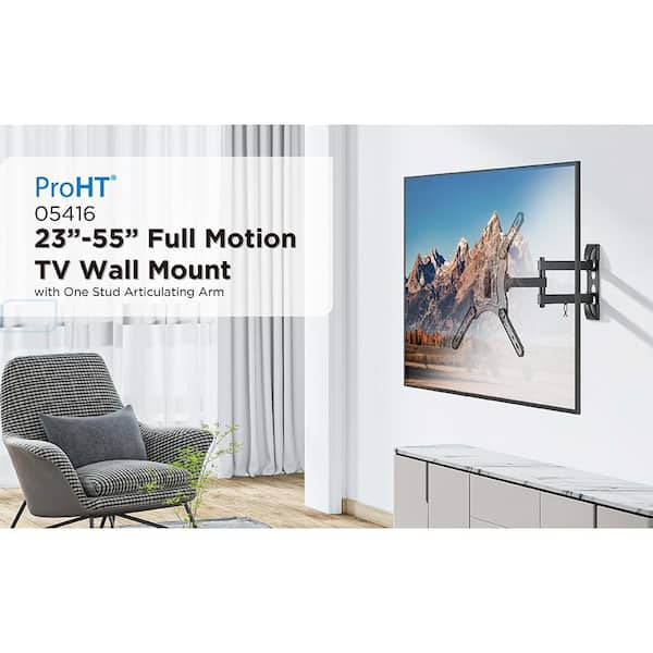 Full Motion Dual Arm TV Wall Mount for 23 in. to 55 in. Flat Panel TV's with 20° Tilt, 66 lbs. Load Capacity