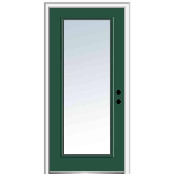 MMI Door 30 in. x 80 in. Left-Hand Inswing Full Lite Clear Classic Painted Fiberglass Smooth Prehung Front Door