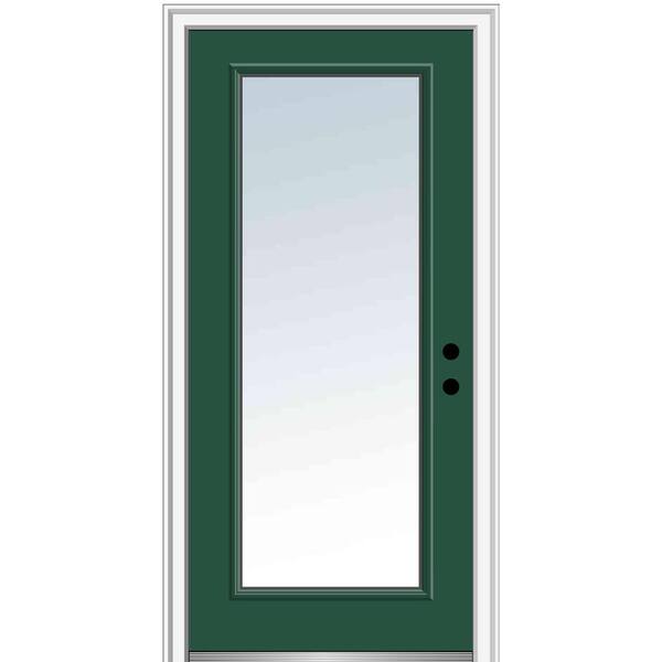 MMI Door 30 in. x 80 in. Left-Hand Inswing Full Lite Clear Classic Painted Steel Prehung Front Door