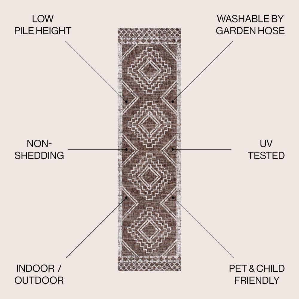 Tribal Diamond Medallion Brown/Beige Indoor/Outdoor Rug