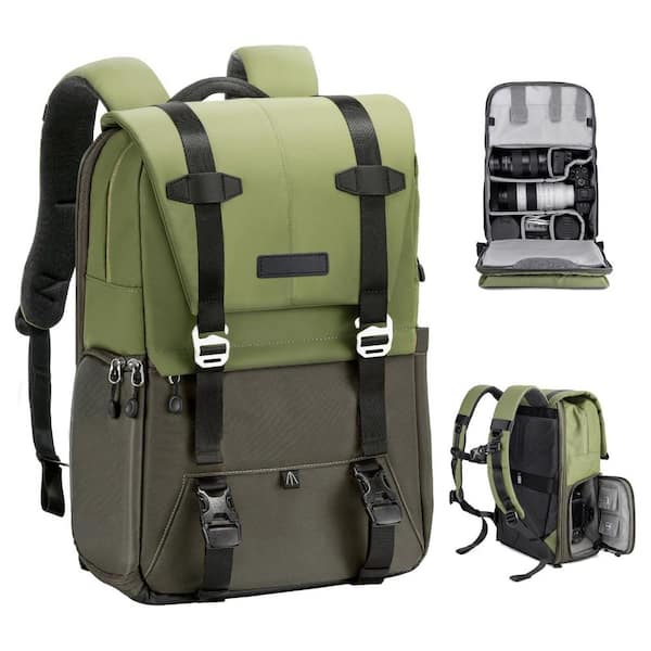 Camera Backpack Large Capacity Bag with Raincover Laptop Compartment for Canon Nikon Sony DJI Drone 20L Black