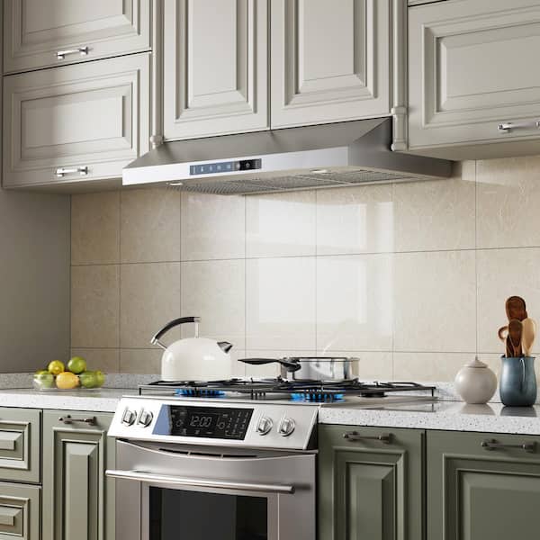 30 in. 600 CFM Ducted Under Cabinet Range Hood with Dishwasher-Safe Filter and Motion Control in Stainless Steel